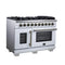 Capriasca 48-Inch Freestanding French Door Gas Range, 8 Burners, Convection Oven, Energy Efficient
