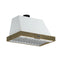 Vittorio 36-Inch Wall Mount Range Hood, with Antique Brass Trim, 424 CFM Airflow, Dishwasher-Safe Baffle Filters, Remote Control, 3-Speed Fan, Bright LED Lighting.
