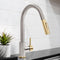 Autograph Edition Gemini Pull Down Single Handle Kitchen Faucet In Brushed Nickel And Champagne Bronze