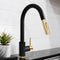 Autograph Edition Gemini Pull Down Single Handle Kitchen Faucet In Matte Black And Champagne Bronze