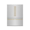 Autograph Edition 60 In. 32.2 Cu. Ft. French Door Built-in Bottom Freezer Refrigerator With Water Dispenser And Ice Maker In Stainless Steel With Graphite Gray Interior And Champagne Bronze Accents