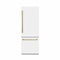 Autograph Edition 30 In. 16.1 Cu. Ft. Built-in Bottom Freezer Refrigerator With Water Dispenser And Ice Maker In White Matte With Graphite Gray Interior And Champagne Bronze Accents