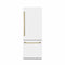 Autograph Edition 30 In. 16.1 Cu. Ft. Built-in Bottom Freezer Refrigerator With Water Dispenser And Ice Maker In White Matte With Graphite Gray Interior And Polished Gold Accents
