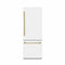 Autograph Edition 30 In. 16.1 Cu. Ft. Built-in Bottom Freezer Refrigerator With Water Dispenser And Ice Maker In White Matte With Graphite Gray Interior And Polished Gold Accents