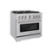 36 in. 5.2 cu. ft. Select Dual Fuel Range with 6 Burner Gas Cooktop and Electric Convection Oven