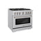 36 in. 5.2 cu. ft. Select Dual Fuel Range with Gas Cooktop and Electric Convection Oven