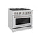 36 in. 5.2 cu. ft. Select Dual Fuel Range with 6 Burner Gas Cooktop and Electric Convection Oven