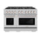 48 in. 6.7 cu. ft. Select Double Oven Dual Fuel Range with 8 Burner Gas Cooktop