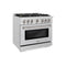 36 in. 5.2 cu. ft. Select Dual Fuel Range with Gas Cooktop and Electric Convection Oven