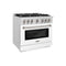 36 in. 5.2 cu. ft. Select Dual Fuel Range with 6 Burner Gas Cooktop and Electric Convection Oven