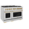 Autograph Edition 48 in. 6.7 cu. ft. Select Double Oven Dual Fuel Range with 8 Burner Gas Cooktop