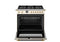 36 inch Dual Fuel Range, 6 Brass Burner and Cast Iron Griddle, Electric Self-Clean Oven - Gold Accents