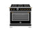 36 inch Dual Fuel Range, 6 Brass Burner and Cast Iron Griddle, Electric Self-Clean Oven - Gold Accents