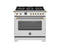36 inch Dual Fuel Range, 6 Brass Burner and Cast Iron Griddle, Electric Self-Clean Oven - Gold Accents