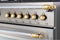 36 inch All Gas Range, 6 Brass Burners and Cast Iron Griddle - Gold Accents