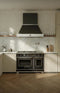 48 inch Dual Fuel Range, 6 Brass Burners and Griddle, Electric Self-Clean Oven - Gold Accents