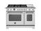 48 inch Dual Fuel Range, 6 Brass Burners and Griddle, Electric Self-Clean Oven