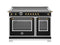 48 inch Induction Range, 6 Heating Zones and Cast Iron Griddle, Electric Self-Clean Oven - Gold Accents