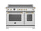 48 inch Induction Range, 6 Heating Zones and Cast Iron Griddle, Electric Self-Clean Oven - Gold Accents