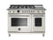 BERTAZZONI HERT486GDFSAVT 48" Hertitage Series range - Electric self clean oven - 6 brass burners + griddle White