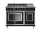 BERTAZZONI HERT486GDFSNET 48" Hertitage Series range - Electric self clean oven - 6 brass burners + griddle Black