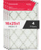 PureAir® 16" x 25" x 1" MERV 11 Premium Allergen Air Filter - 4 Pack
