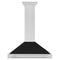 36 In. Convertible Satin Stainless Steel Wall Mount Range Hood With Black Matte Shell And Stainless Steel Handle
