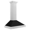 36 In. Convertible Satin Stainless Steel Wall Mount Range Hood With Black Matte Shell And Stainless Steel Handle