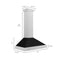 36 In. Convertible Satin Stainless Steel Wall Mount Range Hood With Black Matte Shell And Stainless Steel Handle