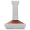 30 In. Convertible Satin Stainless Steel Wall Mount Range Hood With Copper Shell And Stainless Steel Handle