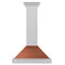 30 In. Convertible Satin Stainless Steel Wall Mount Range Hood With Copper Shell And Stainless Steel Handle