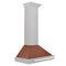 30 In. Convertible Satin Stainless Steel Wall Mount Range Hood With Copper Shell And Stainless Steel Handle