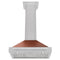 30 In. Convertible Satin Stainless Steel Wall Mount Range Hood With Copper Shell And Stainless Steel Handle