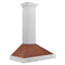 36 In. Convertible Satin Stainless Steel Wall Mount Range Hood With Copper Shell And Stainless Steel Handle