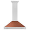 36 In. Convertible Satin Stainless Steel Wall Mount Range Hood With Copper Shell And Stainless Steel Handle