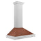 36 In. Convertible Satin Stainless Steel Wall Mount Range Hood With Copper Shell And Stainless Steel Handle