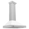36 In. Convertible Satin Stainless Steel Wall Mount Range Hood With White Matte Shell And Stainless Steel Handle