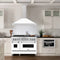 48 In. Convertible Satin Stainless Steel Wall Mount Range Hood With White Matte Shell And Stainless Steel Handle