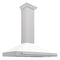 48 In. Convertible Satin Stainless Steel Wall Mount Range Hood With White Matte Shell And Stainless Steel Handle
