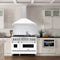 48 In. Convertible Satin Stainless Steel Wall Mount Range Hood With White Matte Shell And Stainless Steel Handle
