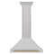 Autograph Edition 30 In. Convertible Satin Stainless Steel Wall Mount Range Hood With Champagne Bronze Handle