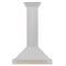 Autograph Edition 30 In. Convertible Satin Stainless Steel Wall Mount Range Hood With Polished Gold Handle