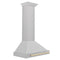 Autograph Edition 30 In. Convertible Satin Stainless Steel Wall Mount Range Hood With Polished Gold Handle