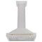 Autograph Edition 30 In. Convertible Satin Stainless Steel Wall Mount Range Hood With Polished Gold Handle