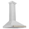 Autograph Edition 36 In. Convertible Satin Stainless Steel Wall Mount Range Hood With Polished Gold Handle