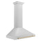 Autograph Edition 36 In. Convertible Satin Stainless Steel Wall Mount Range Hood With Polished Gold Handle