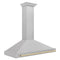 Autograph Edition 48 In. Convertible Satin Stainless Steel Wall Mount Range Hood With Polished Gold Handle