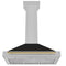 Autograph Edition 36 In. Convertible Satin Stainless Steel Wall Mount Range Hood With Black Matte Shell And Champagne Bronze Handle