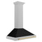 Autograph Edition 36 In. Convertible Satin Stainless Steel Wall Mount Range Hood With Black Matte Shell And Champagne Bronze Handle