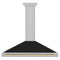 Autograph Edition 48 In. Convertible Satin Stainless Steel Wall Mount Range Hood With Black Matte Shell And Champagne Bronze Handle